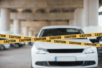 caution tape car accident scene