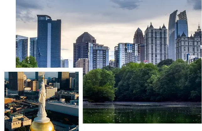 photo collage of downtown Atlanta