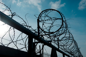 barbed wire fence in jail